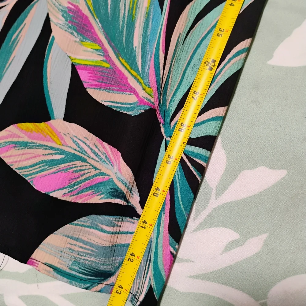 Torrid Black and Multicolor Leaf Print Wide Leg Jumpsuit - Picture 7 of 7